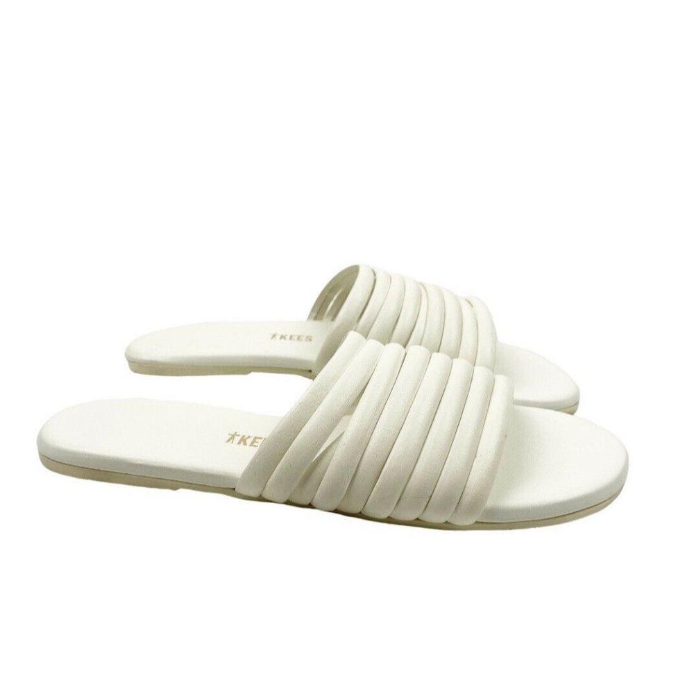 TKEES Caro Leather Sandals Slides Cream White Strappy Womens Size EUR 37 US 6 - Picture 2 of 7